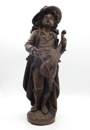 Statues & Sculptures - 19th Century Violin Player in Bronze by Adolph Maubach