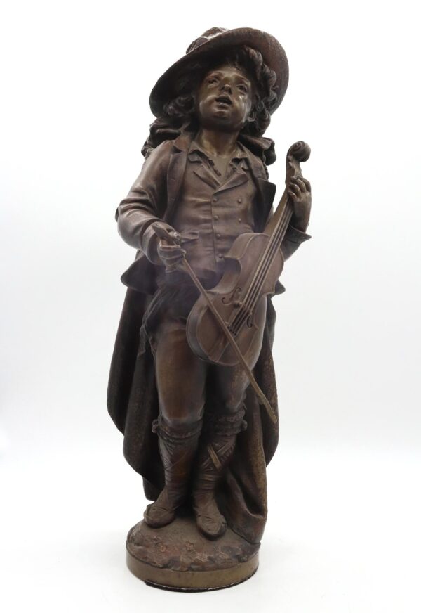 Statues & Sculptures - 19th Century Violin Player in Bronze by Adolph Maubach