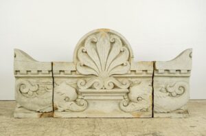 Stone & Terra Cotta - Antique 3 Piece High Relief Shell Carvings Stone Frieze