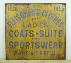Vintage Signs - Reclaimed 45.375 in. Clothes Retail Aluminum Movie Prop Set Sign