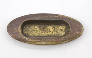 Window Hardware - Antique 3.5 in. Brass Oval Recessed Window Sash Lift