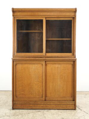 Bookcases - Antique 1910s Danner Furniture Tiger Oak & Glass Modular Bookcase