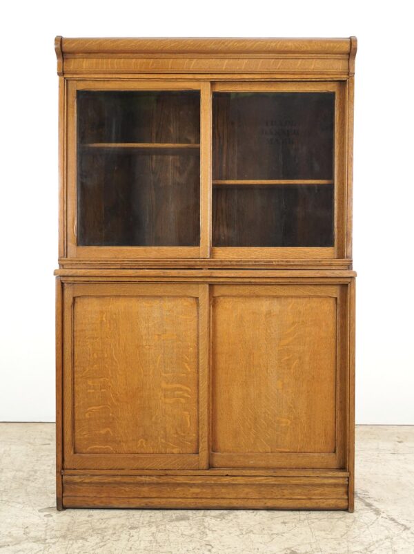 Bookcases - Antique 1910s Danner Furniture Tiger Oak & Glass Modular Bookcase