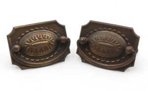 Cabinet & Furniture Pulls - Pair of Antique 2.5 in. Brass Plated Steel Hepplewhite Bail Pulls