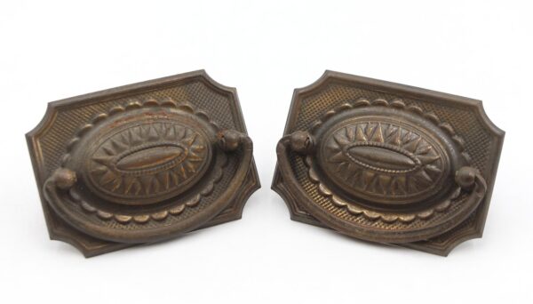 Cabinet & Furniture Pulls - Pair of Antique 3.25 in. Brass Plated Steel Hepplewhite Bail Pulls