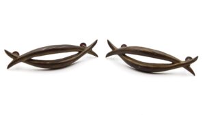 Cabinet & Furniture Pulls - Pair of Mid Century 5 in. Brass Drawer Pulls