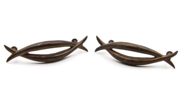 Cabinet & Furniture Pulls - Pair of Mid Century 5 in. Brass Drawer Pulls