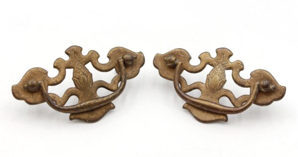 Cabinet & Furniture Pulls - Pair of Vintage Chippendale Cut Out Pineapple Drawer Pulls