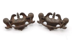 Cabinet & Furniture Pulls - Vintage 4 in. Pair of Dark Brass Bail Dresser Drawer Pulls