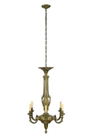 Chandeliers - Restored Antique French Bronze Ornate 6 Arm Chandelier