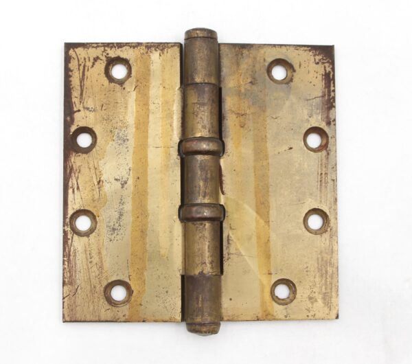 Door Hinges - Vintage 5 x 5 Brass Plated Steel Ball Bearing Butt Door Hinge
