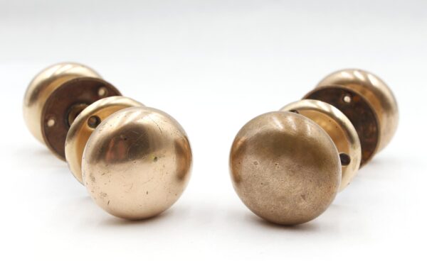 Door Knob Sets - Two Sets of Classic Solid Brass Door Knobs with Rosettes