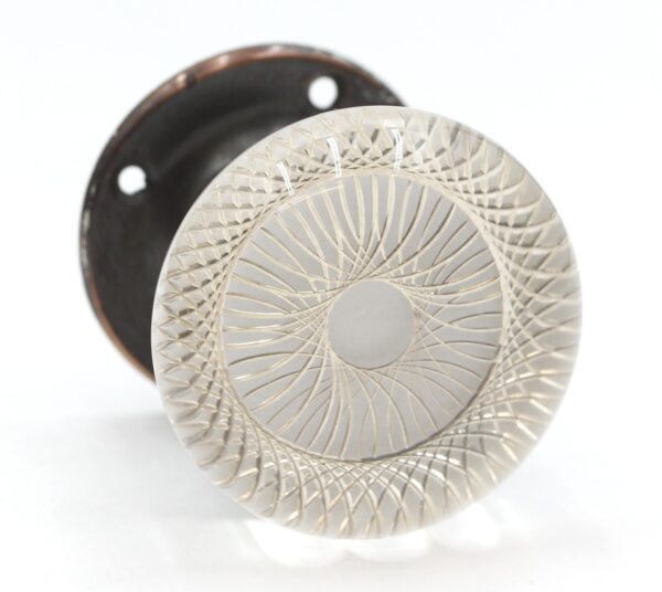 Door Knob Sets - Vintage Radial Glass Door Knob with Brass Rosette