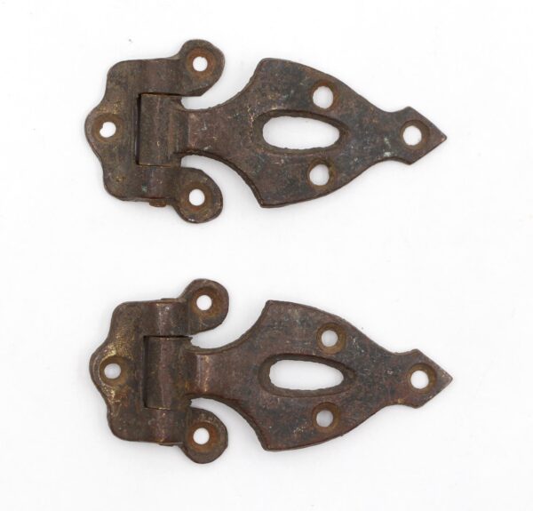 Ice Box Hardware - Pair of Antique 3.7 in. Dark Bronze Ice Box Hinges