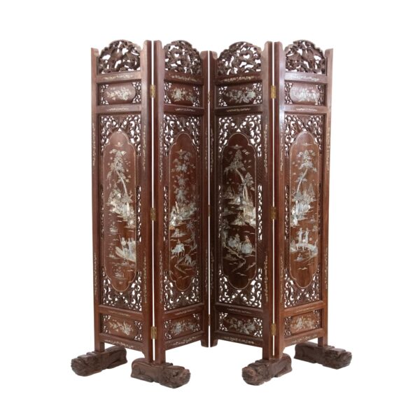 Living Room - Wooden Chinese 4 Panel Screen Divider