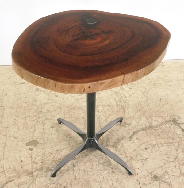 Unique Tables - Handcrafted 30 in. Live Edge Mahogany Wafer Steel Bistro Table