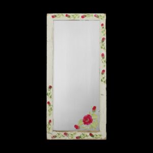 Wood Molding Mirrors - Hand Painted Red Rose Vines Reclaimed Window Mirror