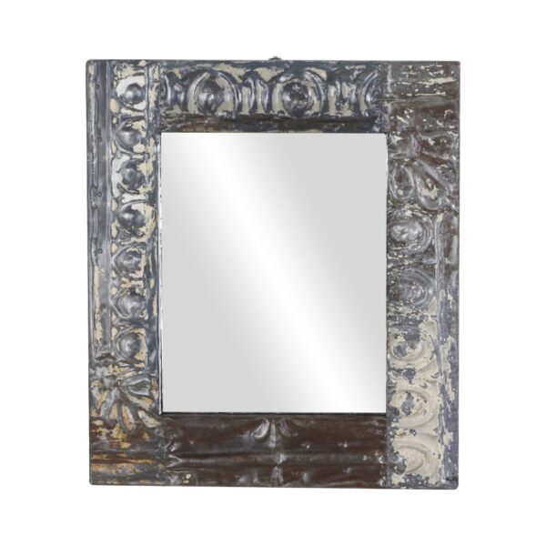 Antique Tin Mirrors - Handmade Neutral Mixed Pattern Antique Tin Ceiling Wall Mirror