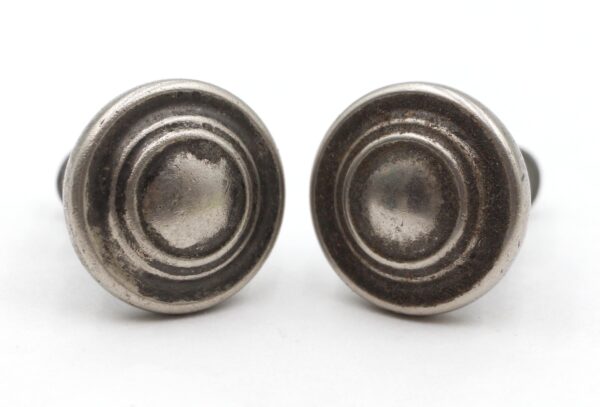 Cabinet & Furniture Knobs - Pair of Vintage 1.25 in. Nickeled Brass Concentric Cabinet Knobs