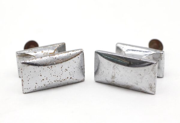 Cabinet & Furniture Knobs - Pair of Vintage Nickeled Brass Rectangular Cabinet Knobs