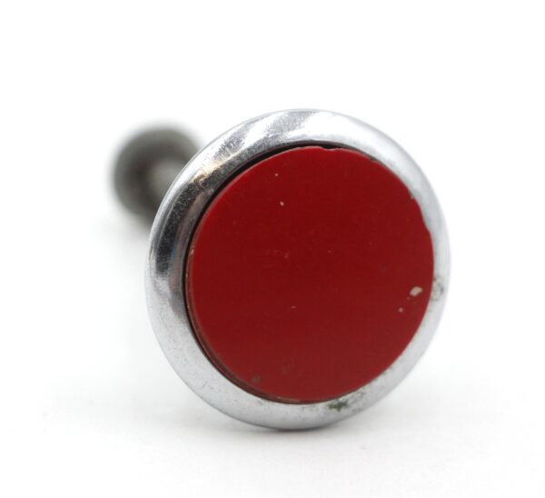 Cabinet & Furniture Knobs - Vintage Mid Century 1 in. Red Center Nickel Cabinet Knob