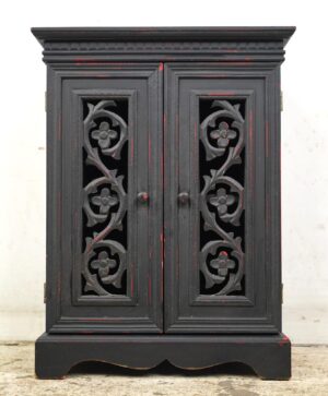 Cabinets - Vintage 16.25 in. Black Wood 2 Door Storage Cabinet