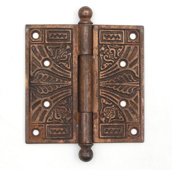 Door Hinges - Antique Aesthetic 4.5 x 4.5 in. Brass Plated Cast Iron Door Hinge