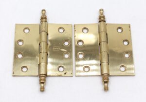 Door Hinges - Pair of Vintage 4 x 4 in. Polished Brass Butt Door Hinges