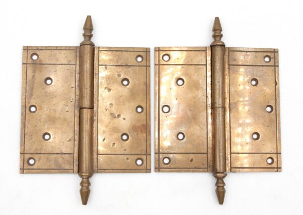 Door Hinges - Pair of Vintage 6 x 6 in. Brass Lift Off Butt Door Hinges