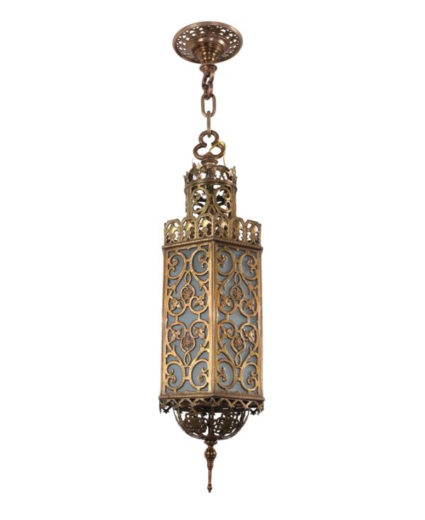 Down Lights - Oscar Bach Style Cast Bronze Frosted Glass Pendant Light