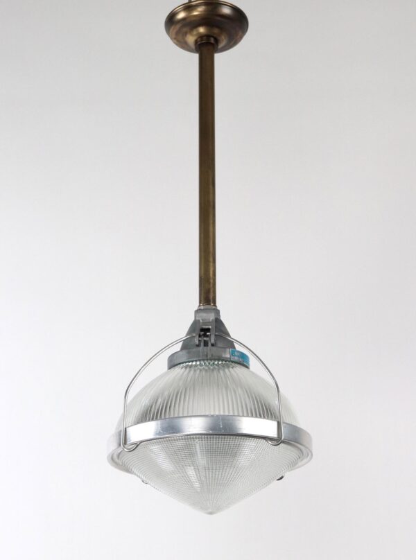 Globes - 1950s Industrial Holophane & Steel Pole Pendant Light