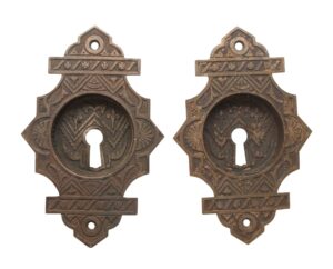 Pocket Door Hardware - Pair of Keyhole Ornate Bronze Pocket Door Pulls