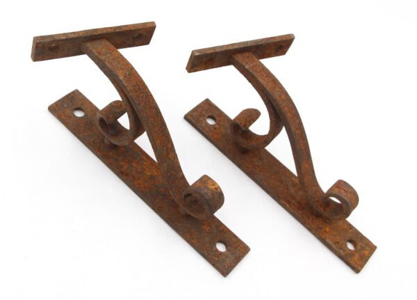 Shelf & Sign Brackets - Pair of Tilted Cast Iron Wall Brackets