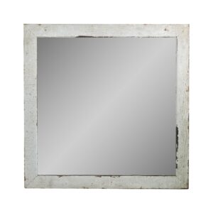 Wood Molding Mirrors - White Distressed Pine 40.5 in. Square Wall Mirror