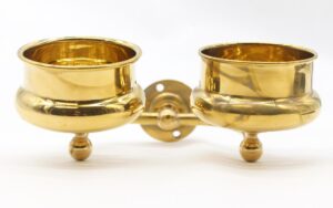Bathroom - Olde New Polished Brass Double Arm Wall Mount Cup Holder Bathroom - Olde New Polished Brass Double Arm Wall Mount Cup Holder