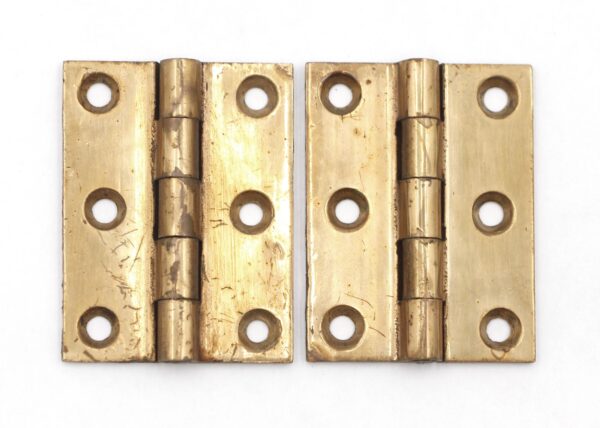 Cabinet & Furniture Hinges - Pair of Vintage 2 x 1.5 in. Brass Butt Cabinet Hinges