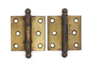 Cabinet & Furniture Hinges - Pair of Vintage Ball Top 2.5 x 2.5 Steel Butt Cabinet Hinges