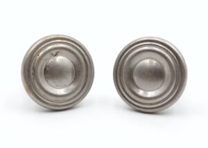Cabinet & Furniture Knobs - Pair of Vintage 1.125 in. Nickeled Brass Concentric Cabinet Knobs