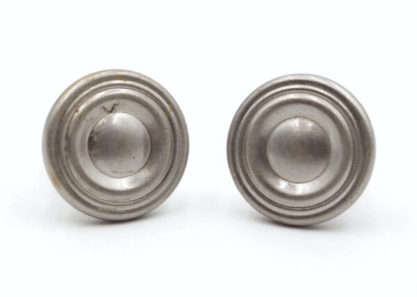 Cabinet & Furniture Knobs - Pair of Vintage 1.125 in. Nickeled Brass Concentric Cabinet Knobs