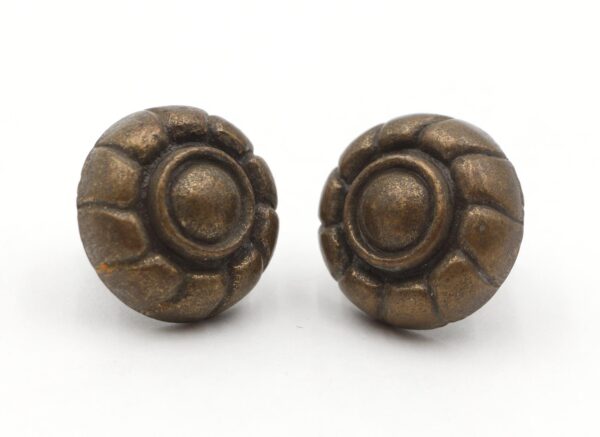Cabinet & Furniture Knobs - Pair of Vintage 1.25 in. Round Floral Brass Cabinet Drawer Knobs