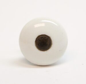 Cabinet & Furniture Knobs - Vintage 1 in. Porcelain & Brass Centered Drawer Cabinet Knob