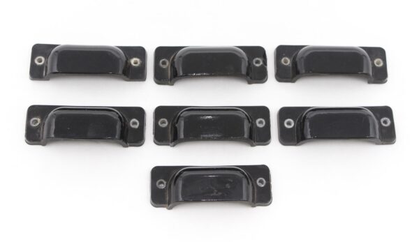 Cabinet & Furniture Pulls - Set of Antique Rare 3.875 in. Black Glass Bin Pulls