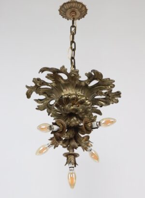 Chandeliers - French Empire Gilt Cast Bronze 5 Light Chandelier