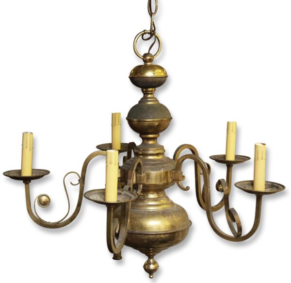 Chandeliers - Georgian Five Arm Brass Chandelier