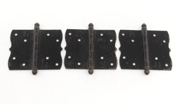 Door Hinges - Set of Vintage 4 x 4.75 in. Black Steel Door Hinges