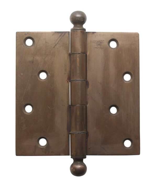 Door Hinges - Stanley Ball Tip 4.5 x 4.5 in. Brass Plated Steel Butt Door Hinge
