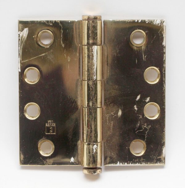 Door Hinges - Vintage Brass Hager 4 x 4 in. Butt Door Hinge