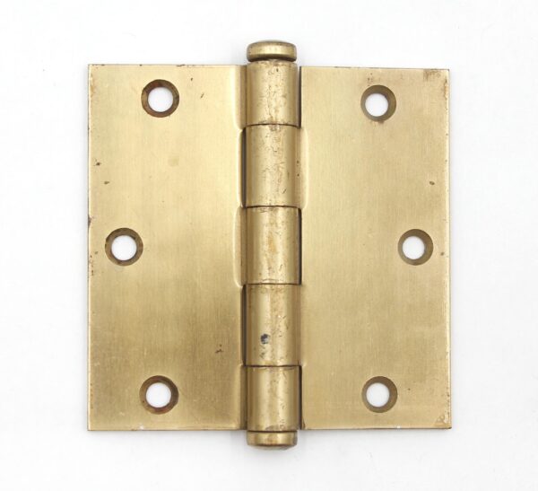 Door Hinges - Vintage National 3.5 x 3.5 in. Brass Plated Steel Butt Door Hinge