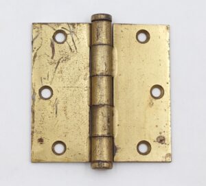 Door Hinges - Vintage National MFG. 3.5 x 3.5 in. Brass Plated Door Hinge