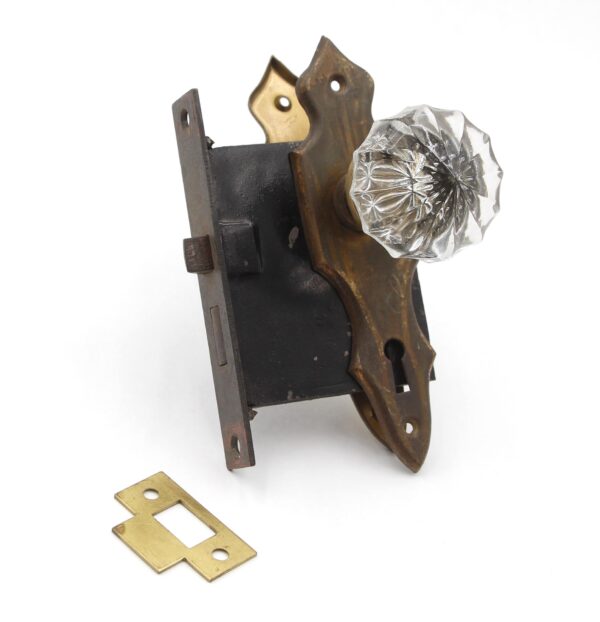 Door Knob Sets - Faceted Glass Door Knob Set with Mortise Lock